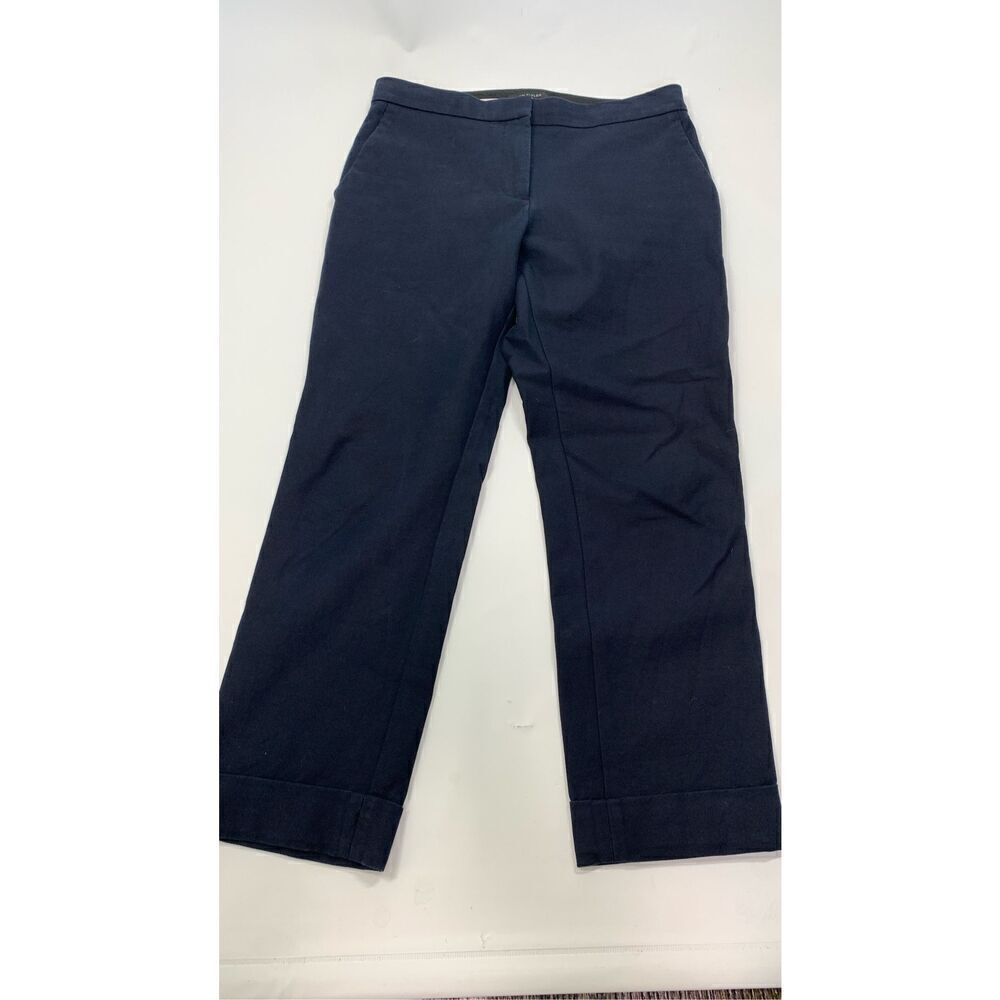 6—- Ann Taylor Women's Solid Zip Fly Cropped Petite Dress Pants Navy Size 6P